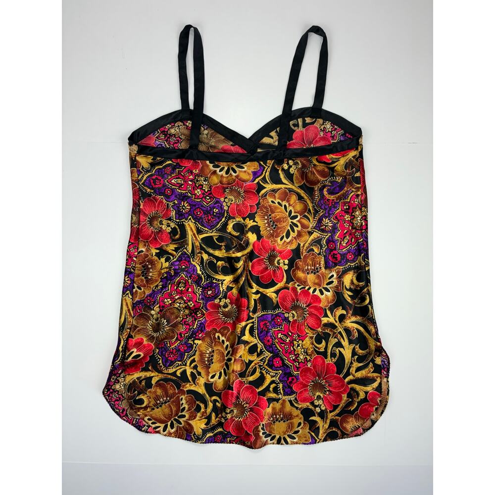 Vintage California Dynasty Baroque Floral Satin Cami Top M Y2K Whimsigoth - Picture 7 of 8